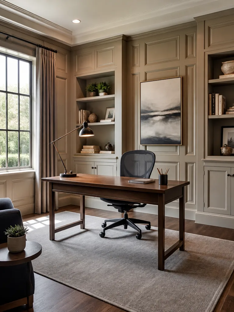 Wall Paneling Home Office Warm residential staging