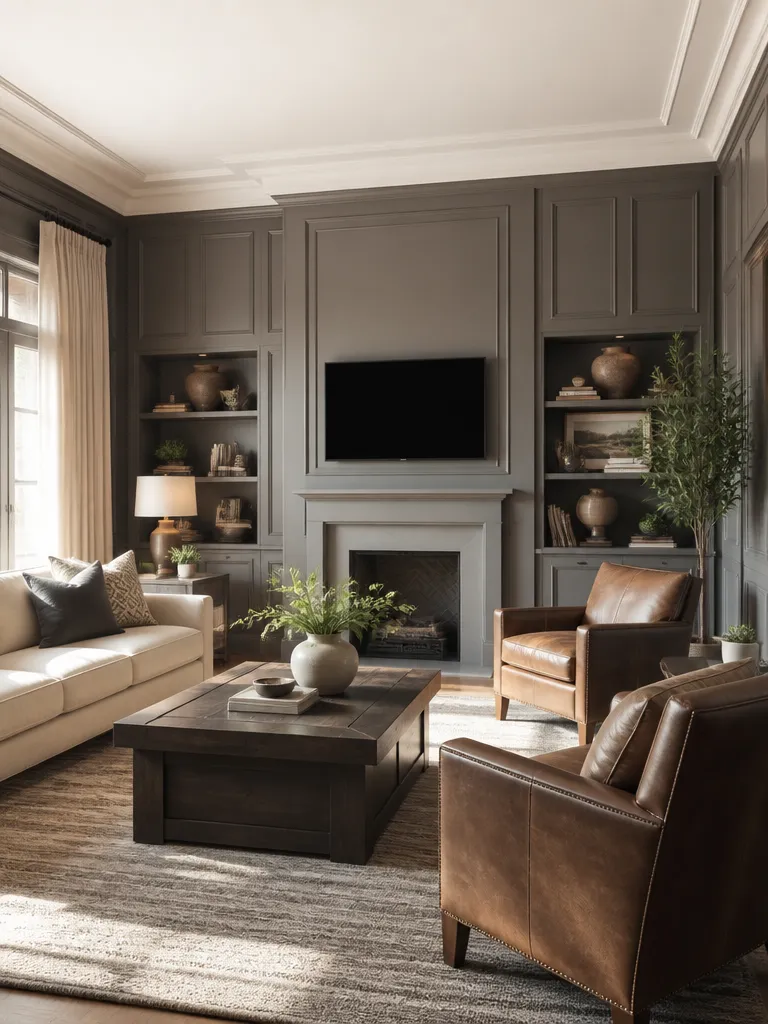Wall Paneling Living Room Warm residential staging