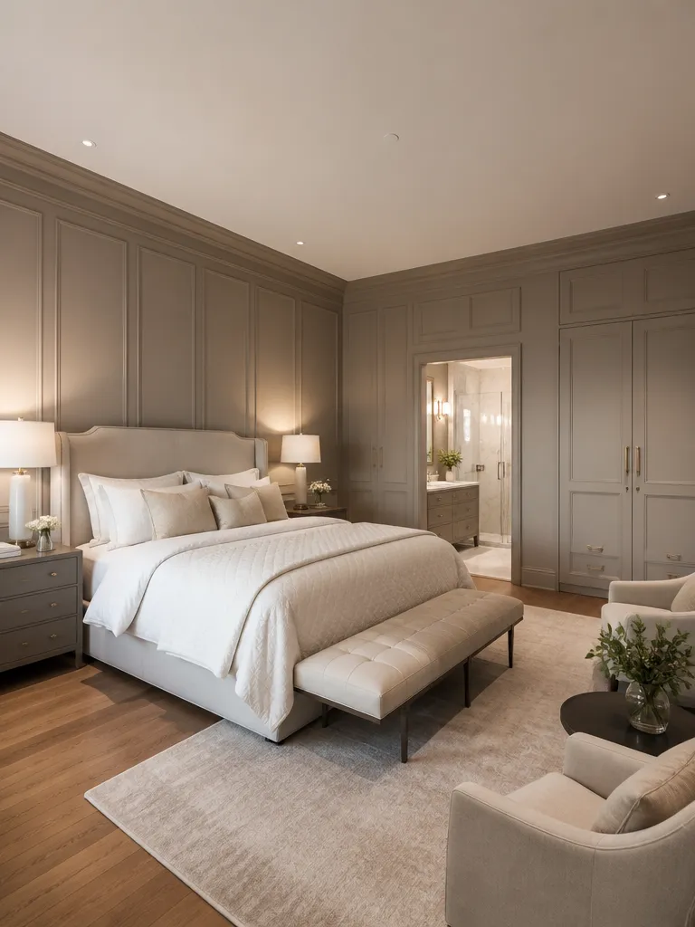 Wall Paneling Master Bedroom Warm residential staging