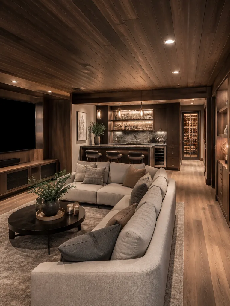 Wood Paneling Basement Luxury editorial staging