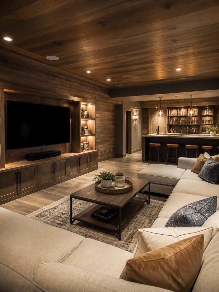 Wood Paneling Basement Warm residential staging