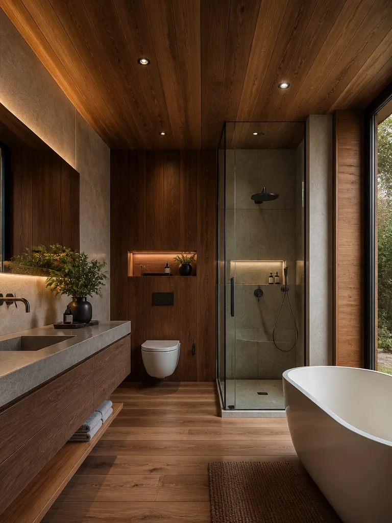 Wood Paneling Bathroom Luxury editorial staging
