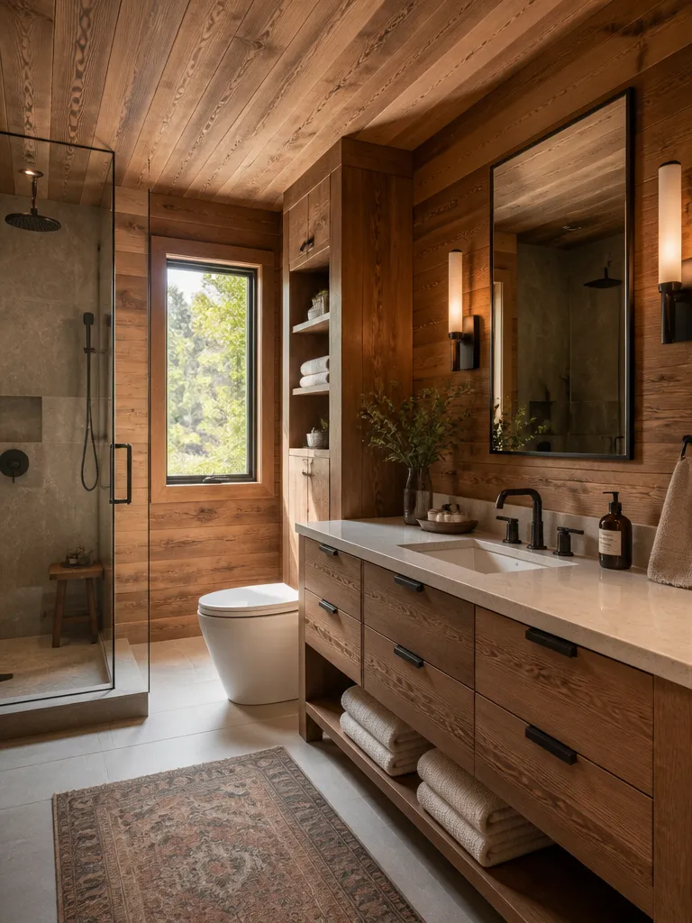 Wood Paneling Bathroom Warm residential staging