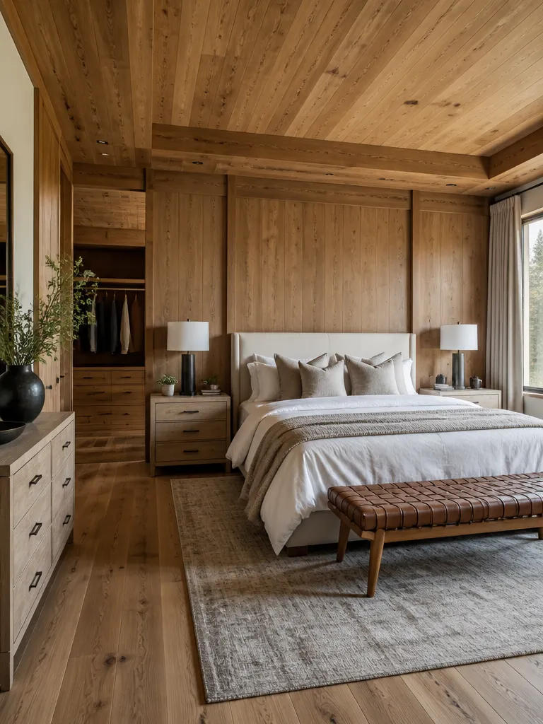 Wood Paneling Bedroom Luxury editorial staging