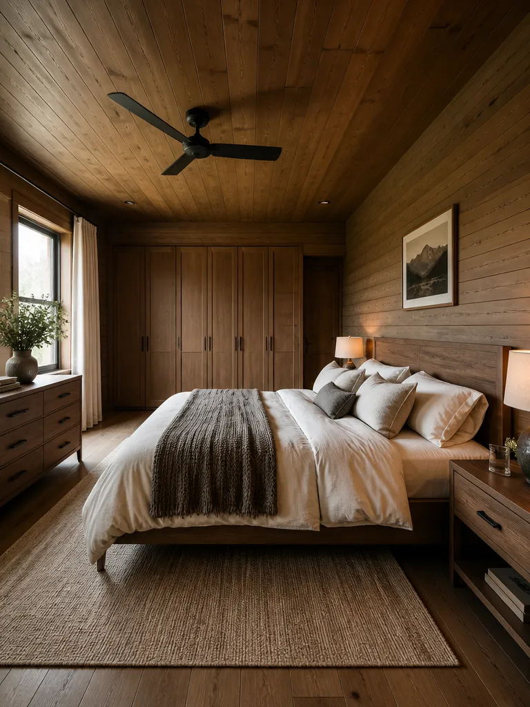 Wood Paneling Bedroom Warm residential staging