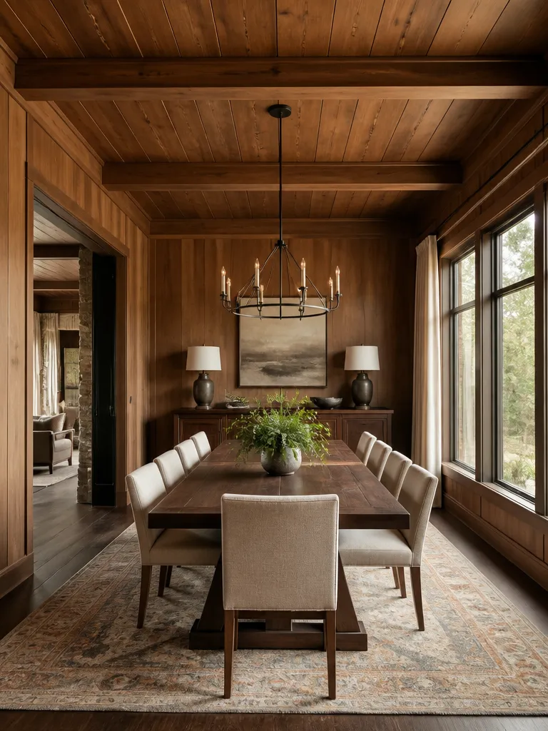 Wood Paneling Dining Room Warm residential staging
