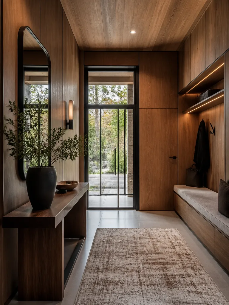 Wood Paneling Entryway Luxury editorial staging