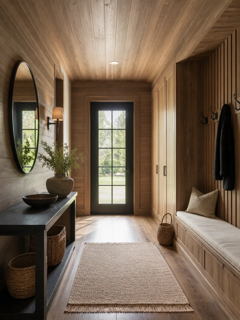 Wood Paneling Entryway Warm residential staging