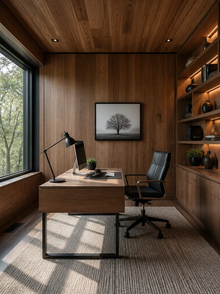 Wood Paneling Home Office