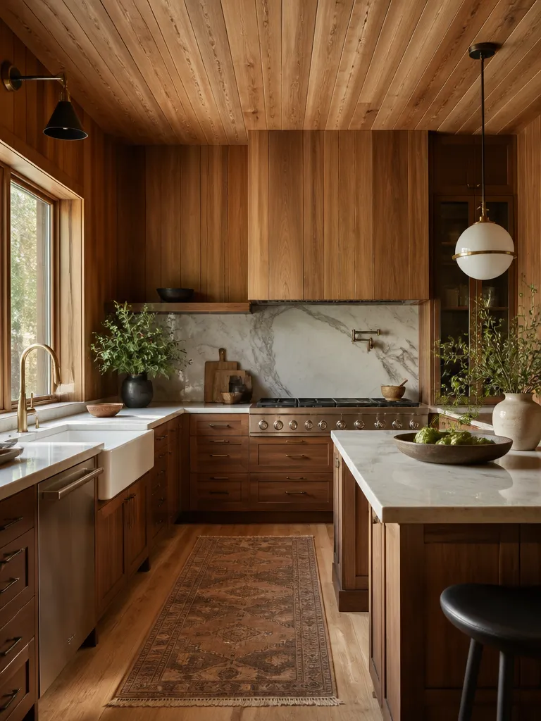 Wood Paneling Kitchen Warm residential staging