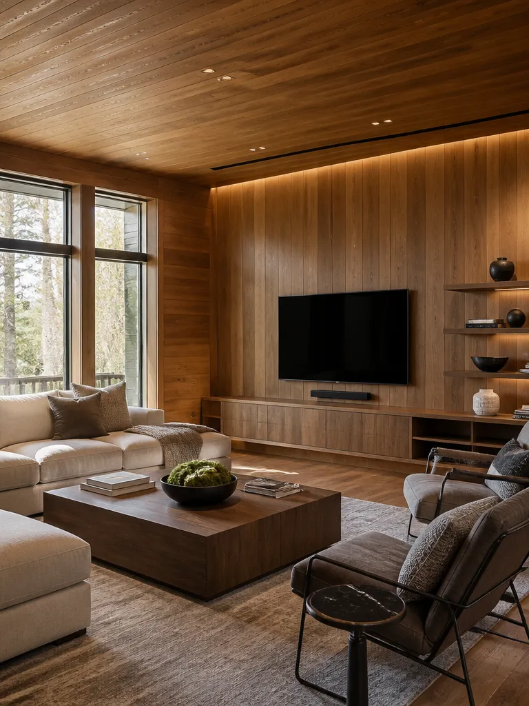 Wood Paneling Living Room Warm residential staging