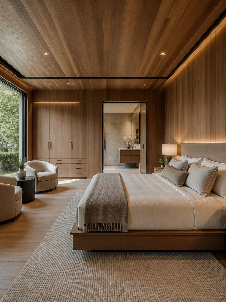 Wood Paneling Master Bedroom
