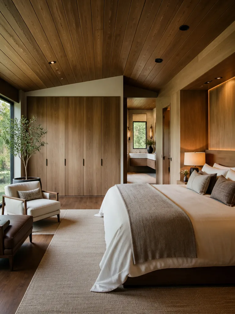 Wood Paneling Master Bedroom Warm residential staging