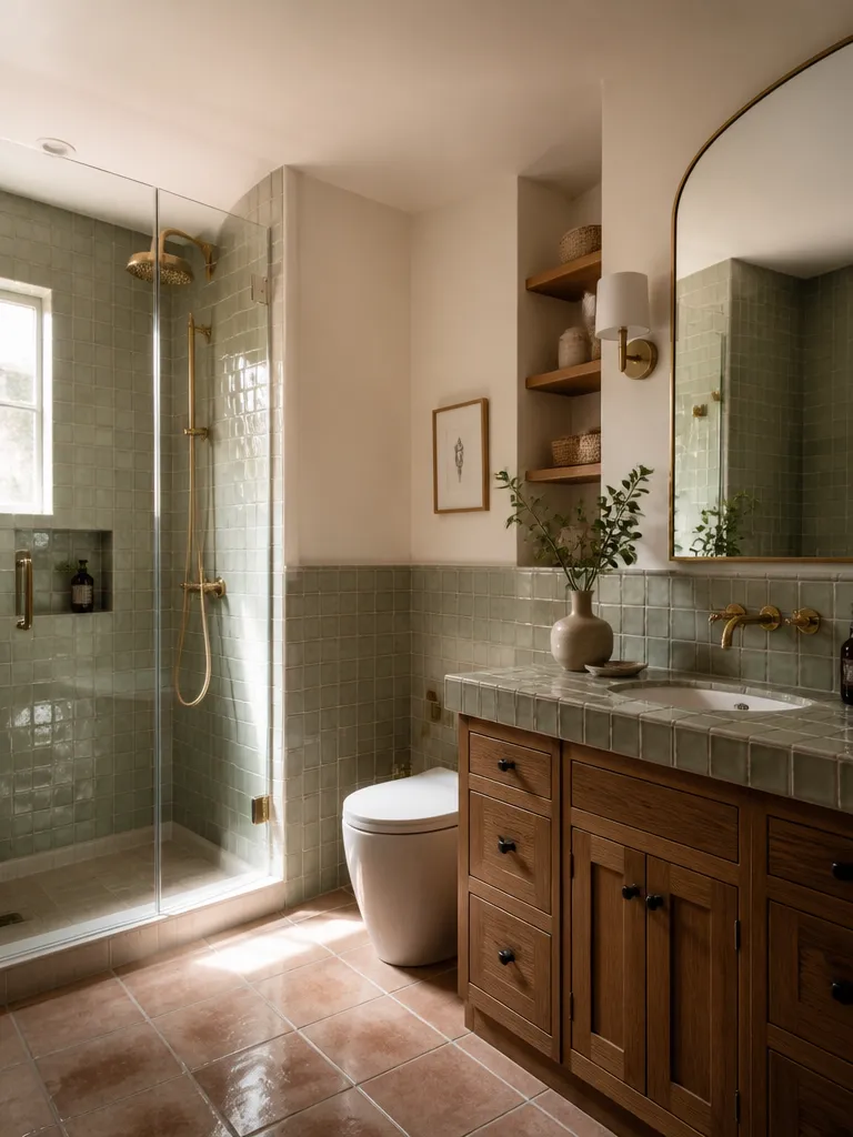Zellige Tile Bathroom Warm residential staging