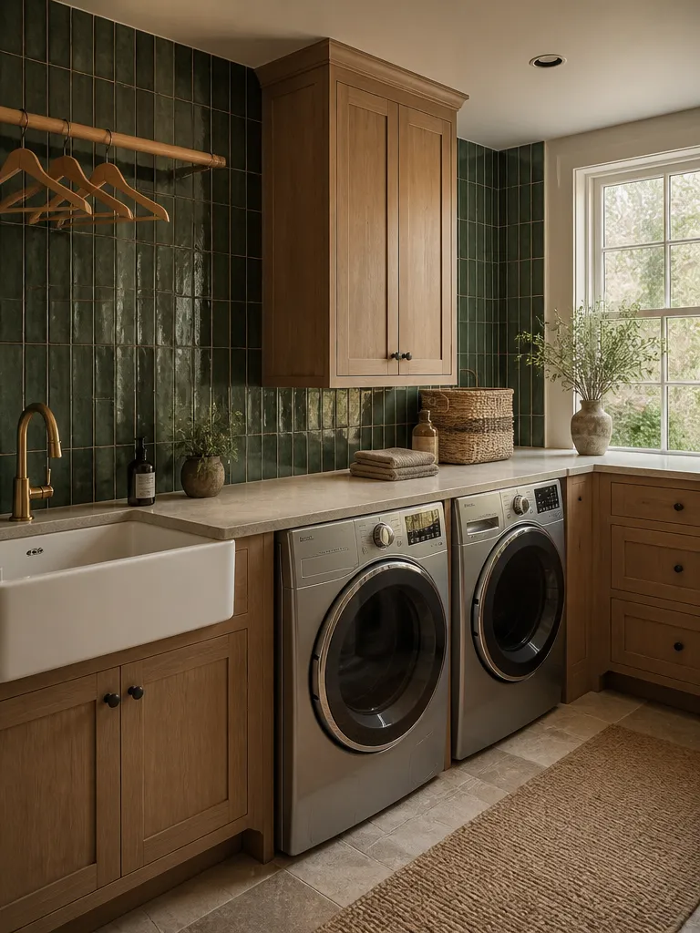Zellige Tile Laundry Room Warm residential staging