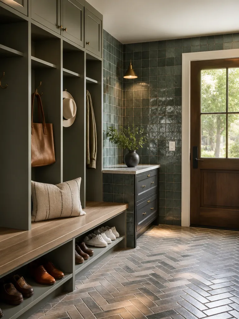 Zellige Tile Mudroom Warm residential staging
