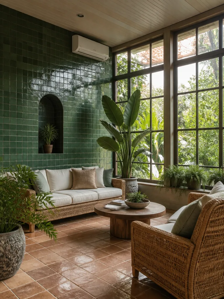 Zellige Tile Sunroom Warm residential staging
