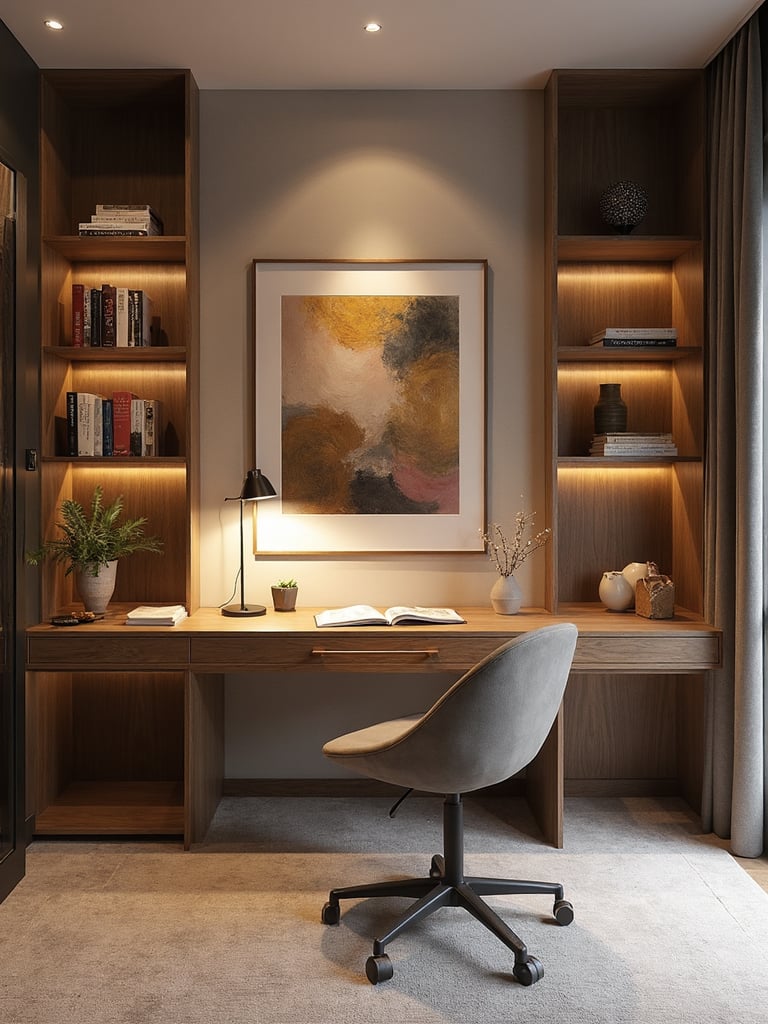 Art Contemporary Home Office featuring bold art pieces, gallery inspired, cutting-edge design - interior design ideas and inspiration