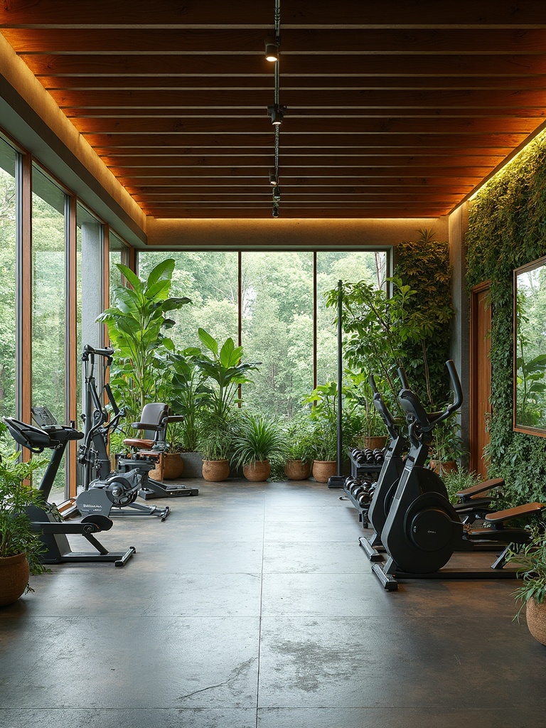 Biophilic Home Gym design - Biophilic Home Gym interior design ideas