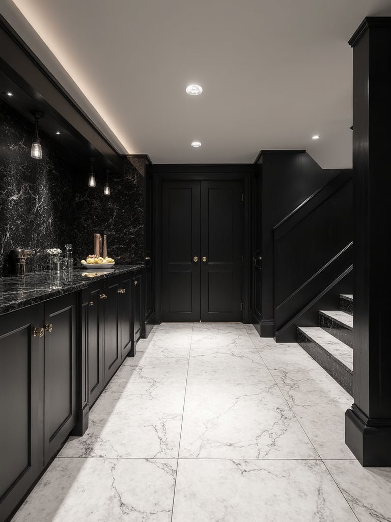 Black and White Basement design