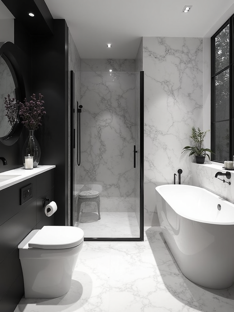 Black And White Bathroom - Black and White Bathroom interior design inspiration
