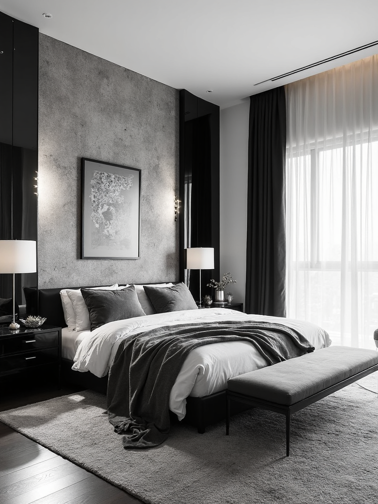 Black And White Bedroom - Black and White Bedroom interior design inspiration
