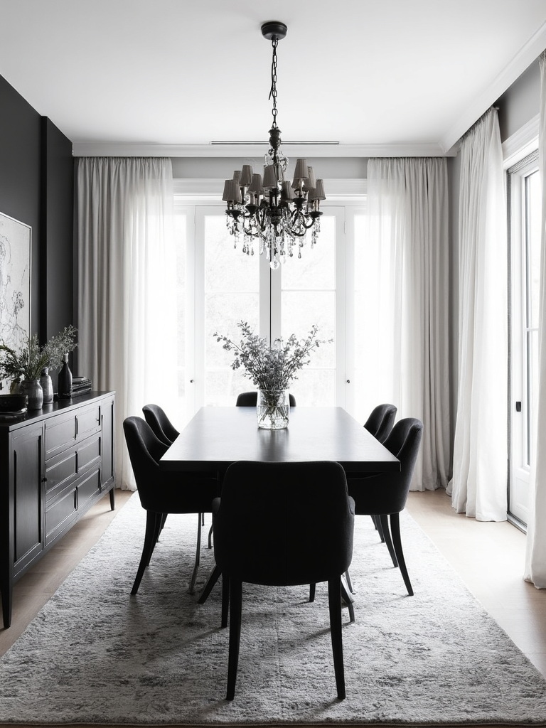 Black And White Dining Room - Black and White Dining Room interior design inspiration