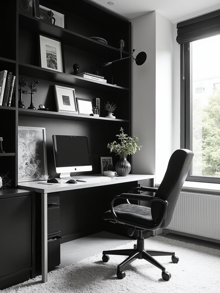 Black And White Home Office - Black and White Home Office interior design inspiration