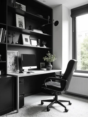 Black And White Home Office Design