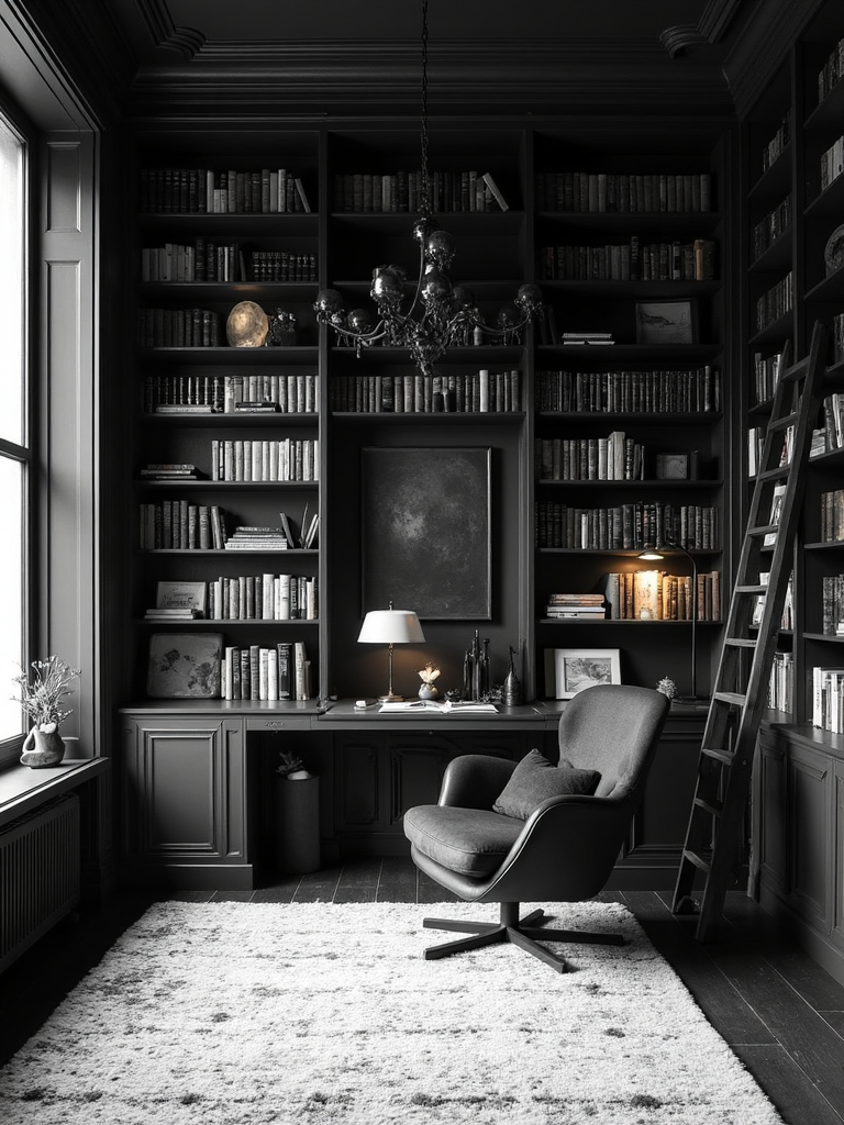 Black And White Library - Black and White Library interior design inspiration