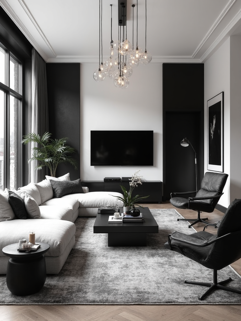 Black And White Living Room - Black and White Living Room interior design inspiration
