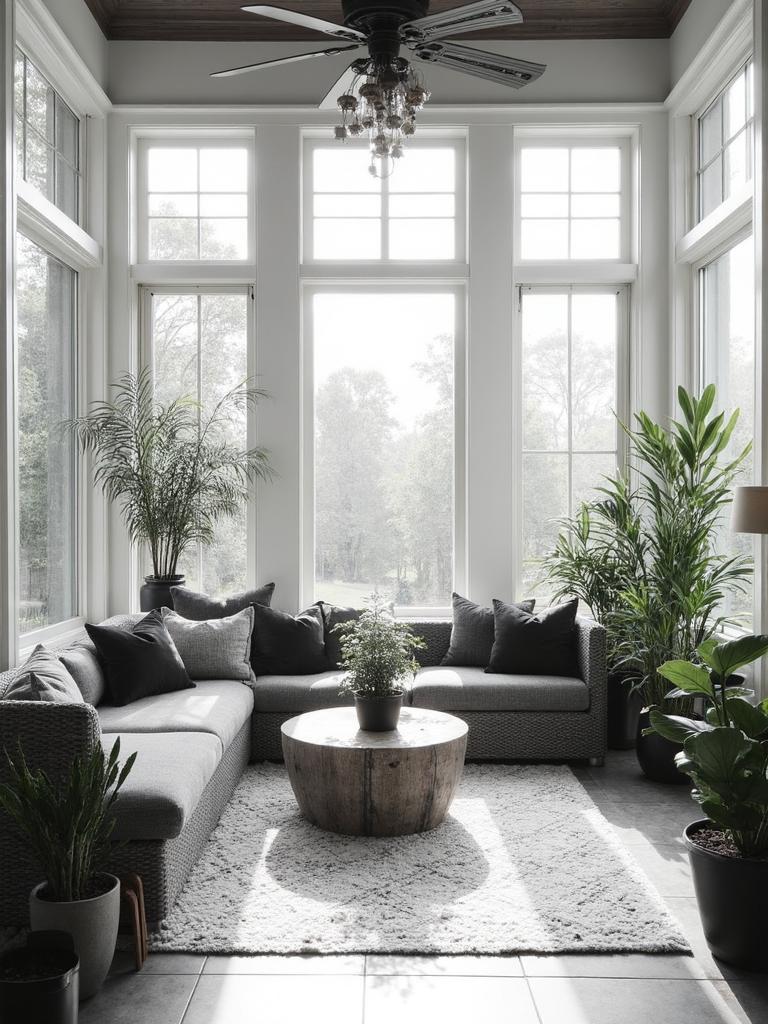 Black And White Sunroom - Black and White Sunroom interior design inspiration