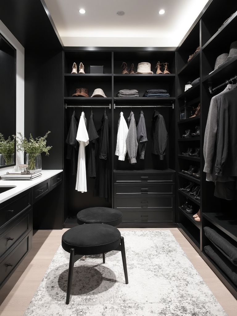 Black And White Walk In Closet - Black and White Walk In Closet interior design inspiration