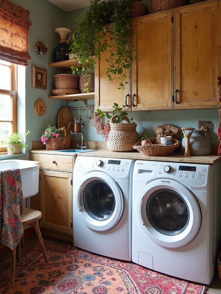Bohemian Laundry Room - Bohemian Laundry Room interior design inspiration