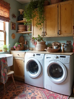 Bohemian Laundry Room Design