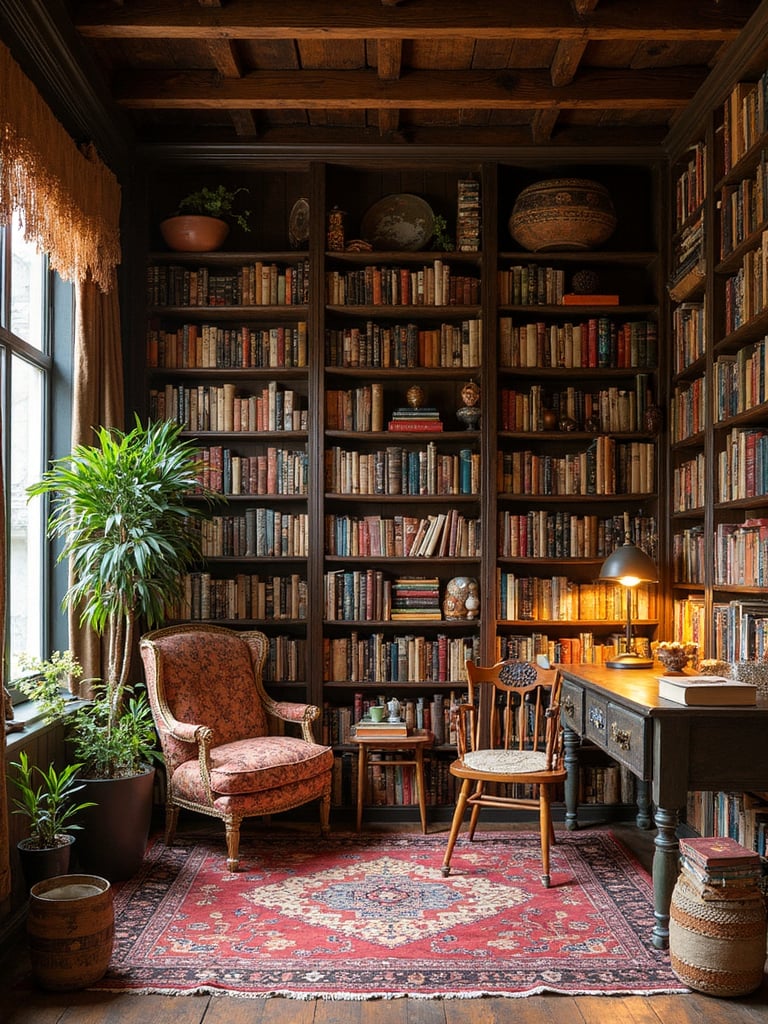 Boho Chic Library design - Boho Chic Library interior design ideas