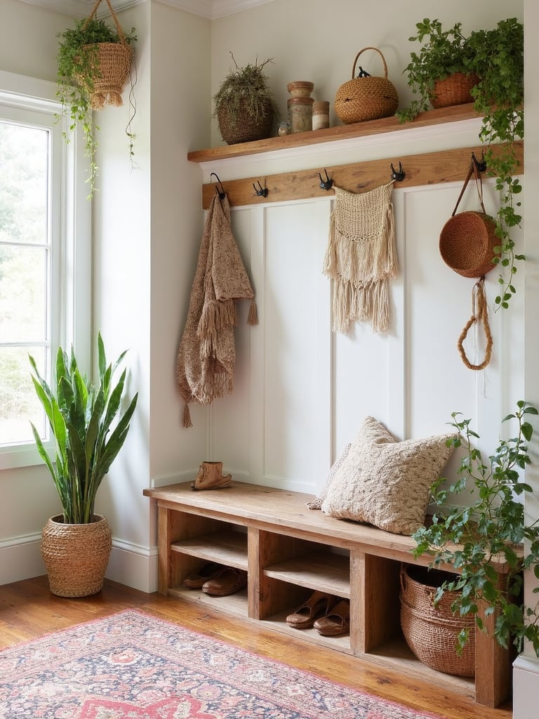 Boho Mudroom featuring eclectic, free-spirited, layered - interior design ideas and inspiration