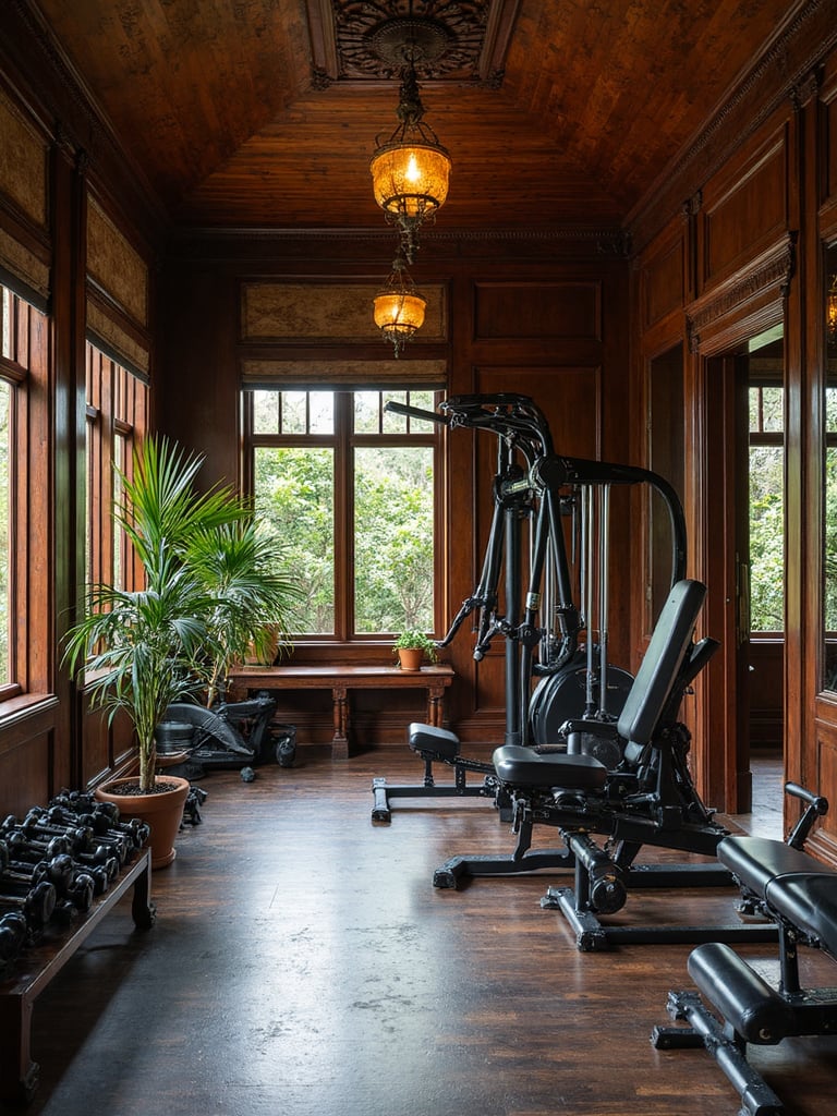 British Colonial Home Gym - British Colonial Home Gym interior design inspiration