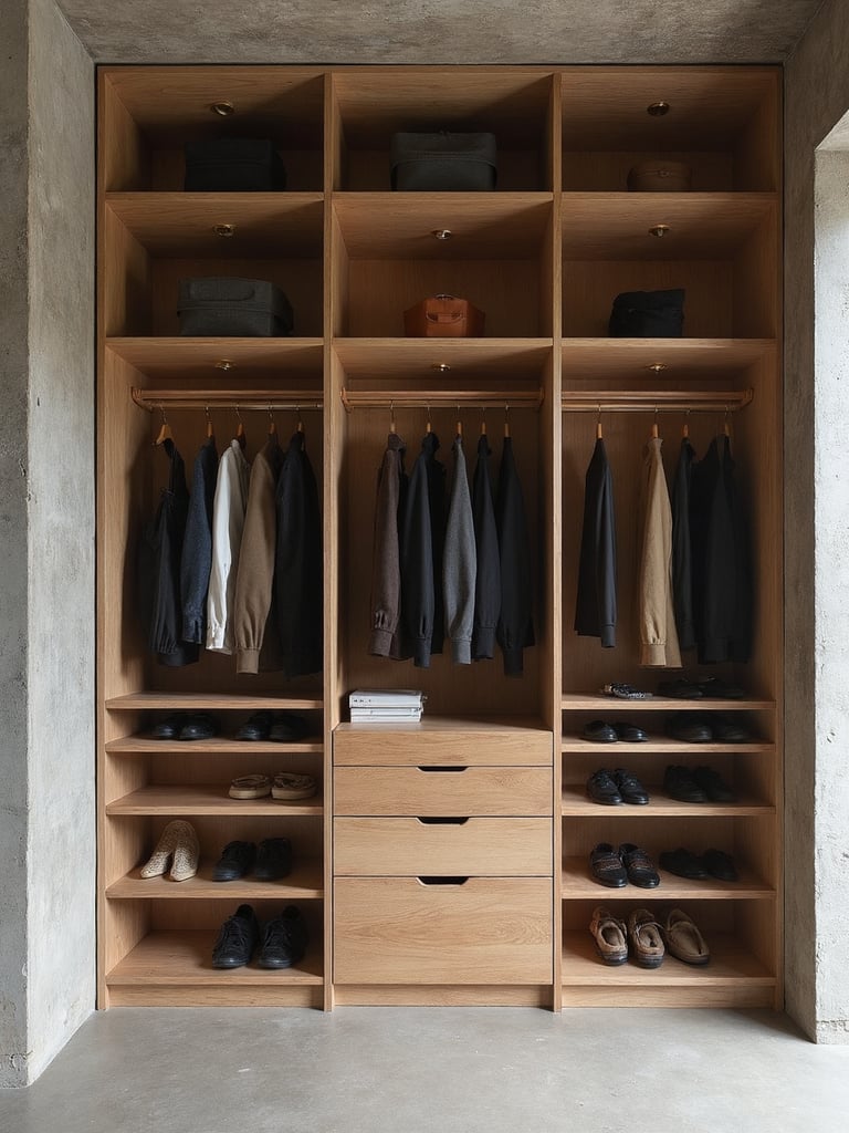 Brutalist Closet featuring concrete, raw, geometric - interior design ideas and inspiration