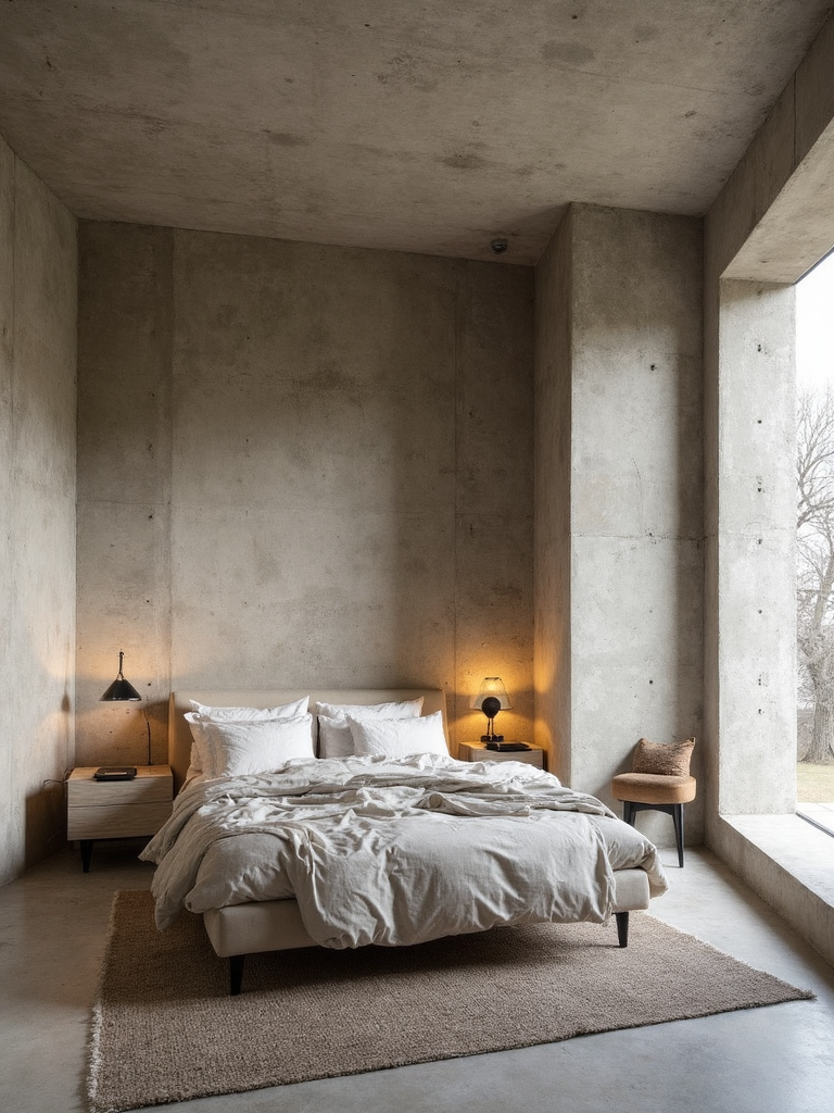 Brutalist Guest Bedroom - Brutalist Guest Bedroom interior design inspiration
