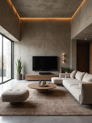 Brutalist Living Room Design