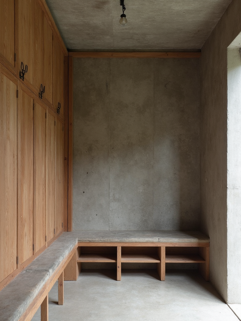 Brutalist Mudroom - Brutalist Mudroom interior design inspiration