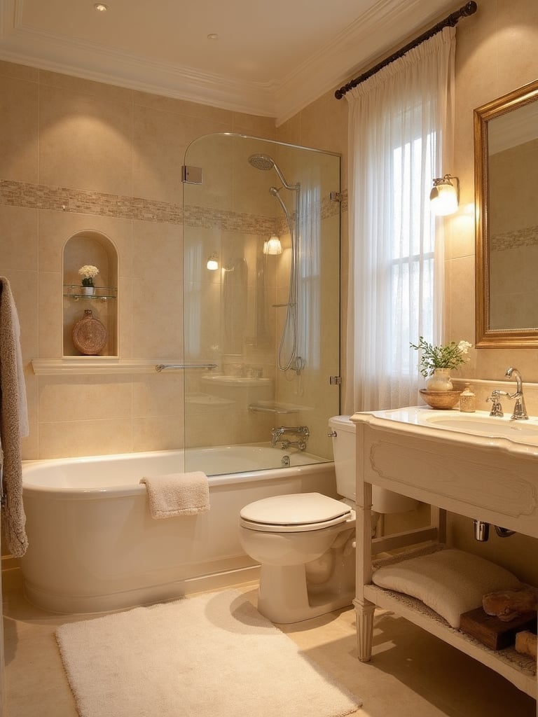 Cozy Bathroom featuring warm textures, soft lighting, inviting spaces - interior design ideas and inspiration