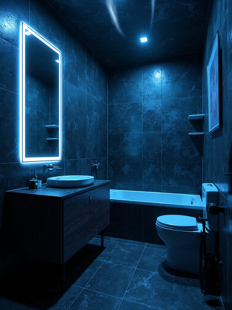 Cyberpunk Bathroom - Cyberpunk Bathroom interior design inspiration