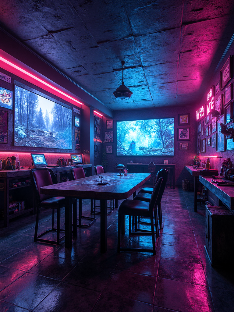 Cyberpunk Game Room - Cyberpunk Game Room interior design inspiration