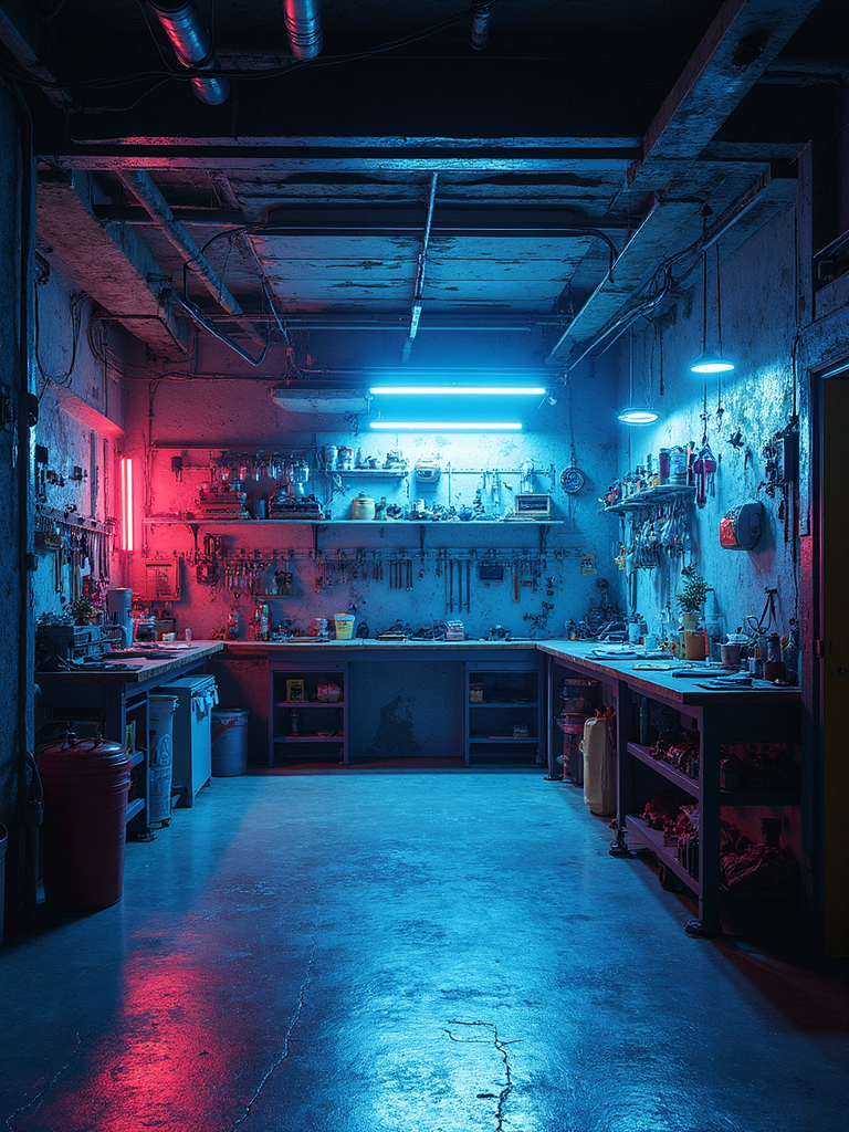 Cyberpunk Garage - Cyberpunk Garage interior design inspiration