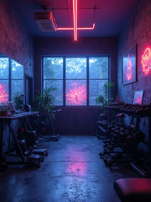 Cyberpunk Home Gym Design