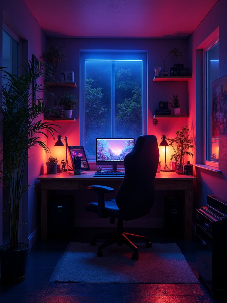 Cyberpunk Home Office - Cyberpunk Home Office interior design inspiration