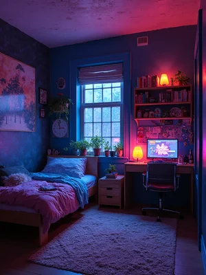 Cyberpunk Kids Room Design