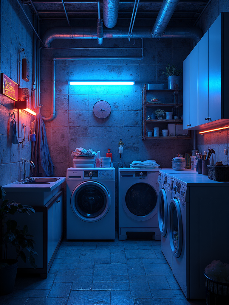 Cyberpunk Laundry Room - Cyberpunk Laundry Room interior design inspiration